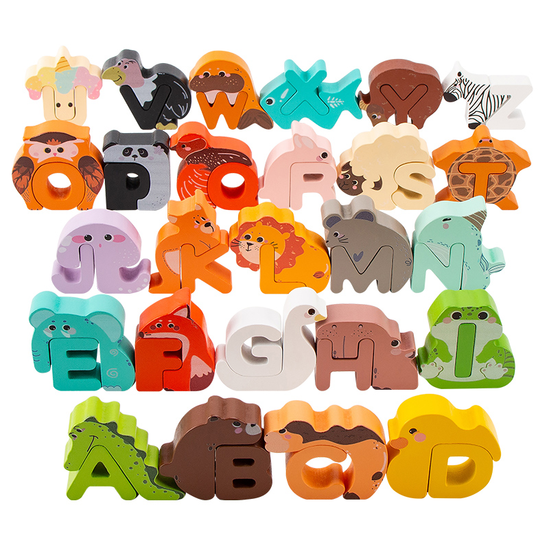 Wooden Blocks Stacking - 26 piezas de bloques de alfabeto