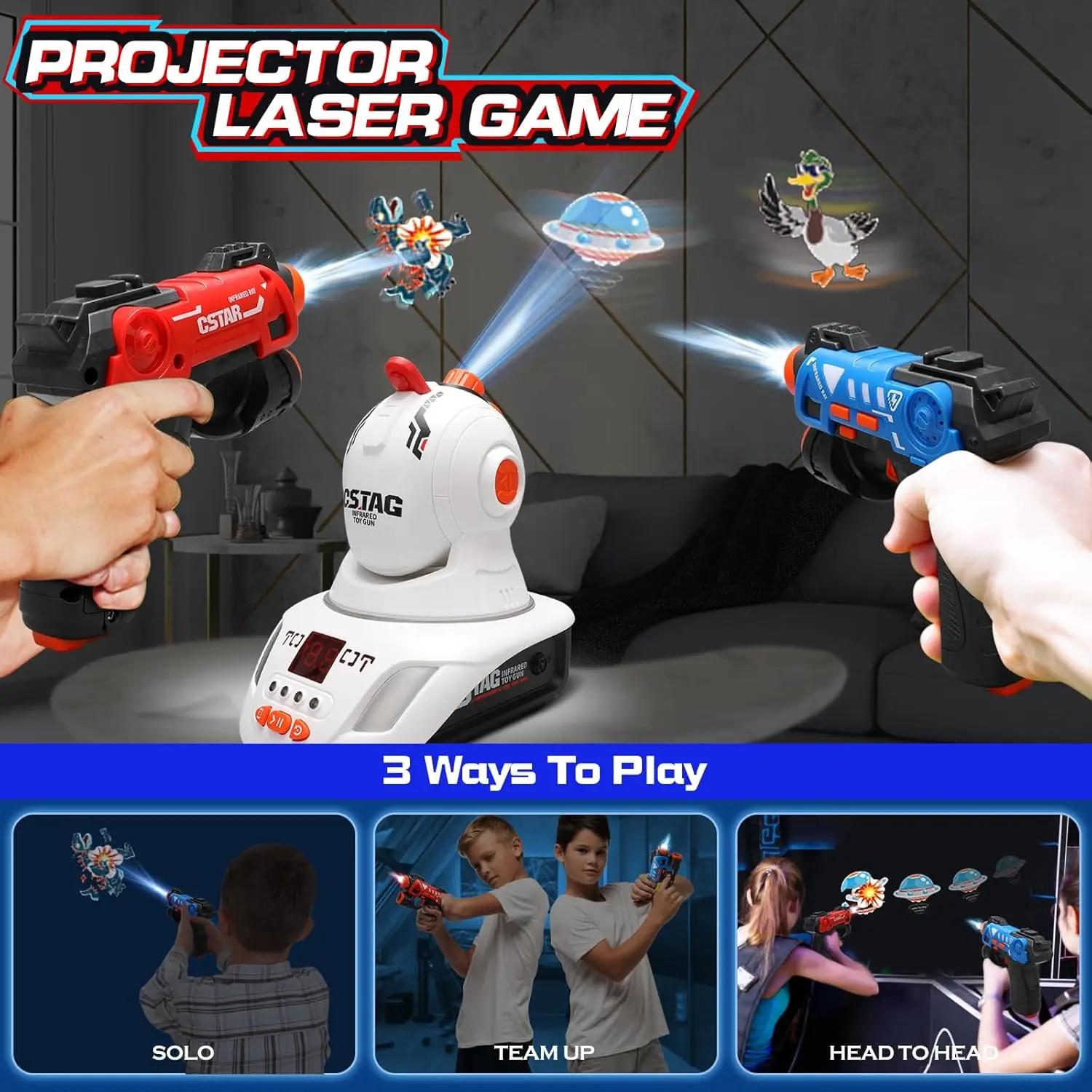 Laser Tag Set Kids - Juego de Pistolas Láser con Proyector