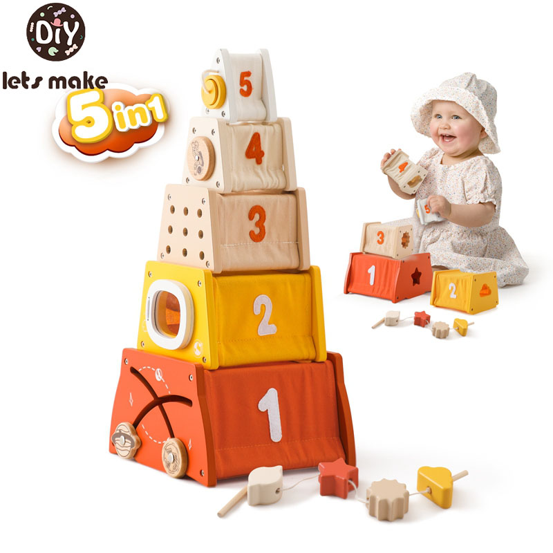 Wooden Blocks Stacking - Juguetes Montessori de madera para niños,
