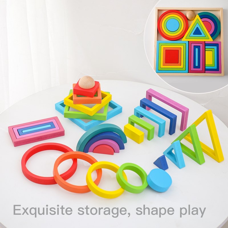 Bloques de madera Montessori p - Wooden Blocks Stacking reseña y precio