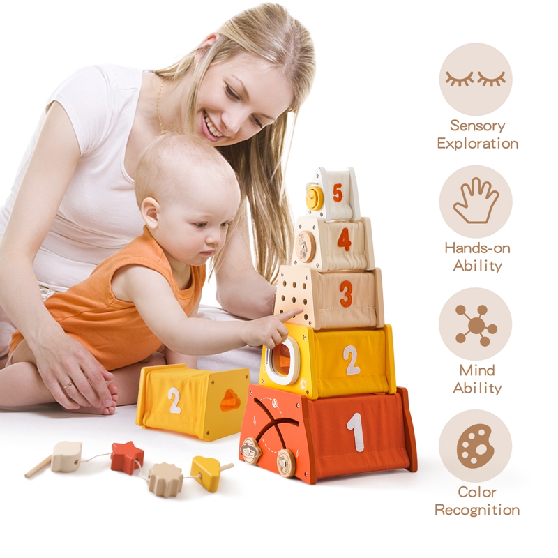 Juguetes Montessori de madera  - Wooden Blocks Stacking reseña y precio